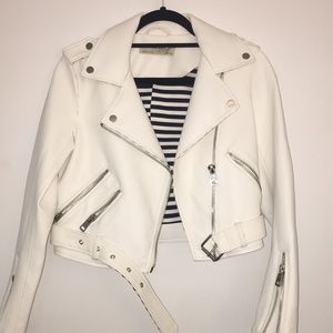 White Snake Leather Jacket
